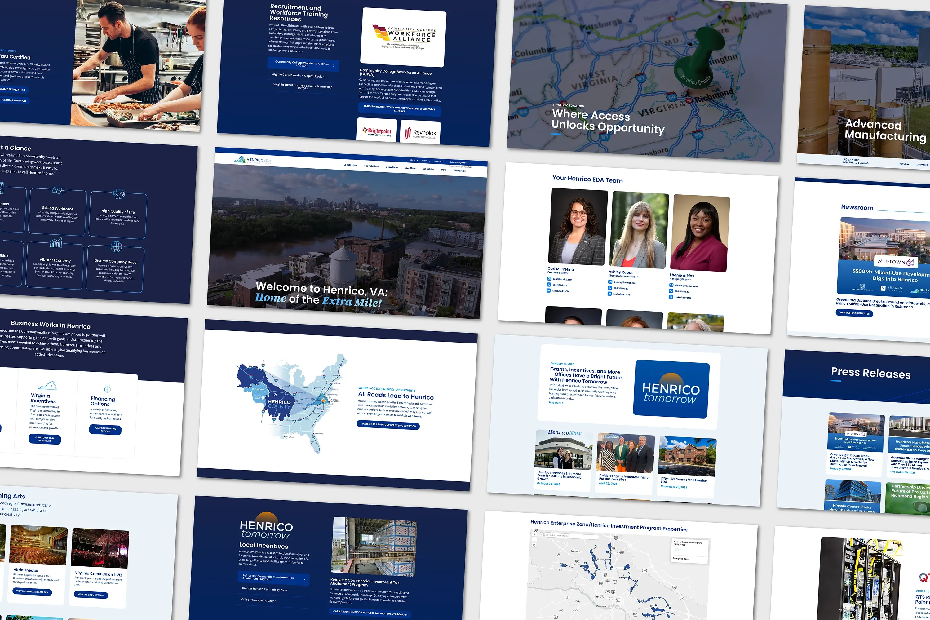 A grid of website screenshots