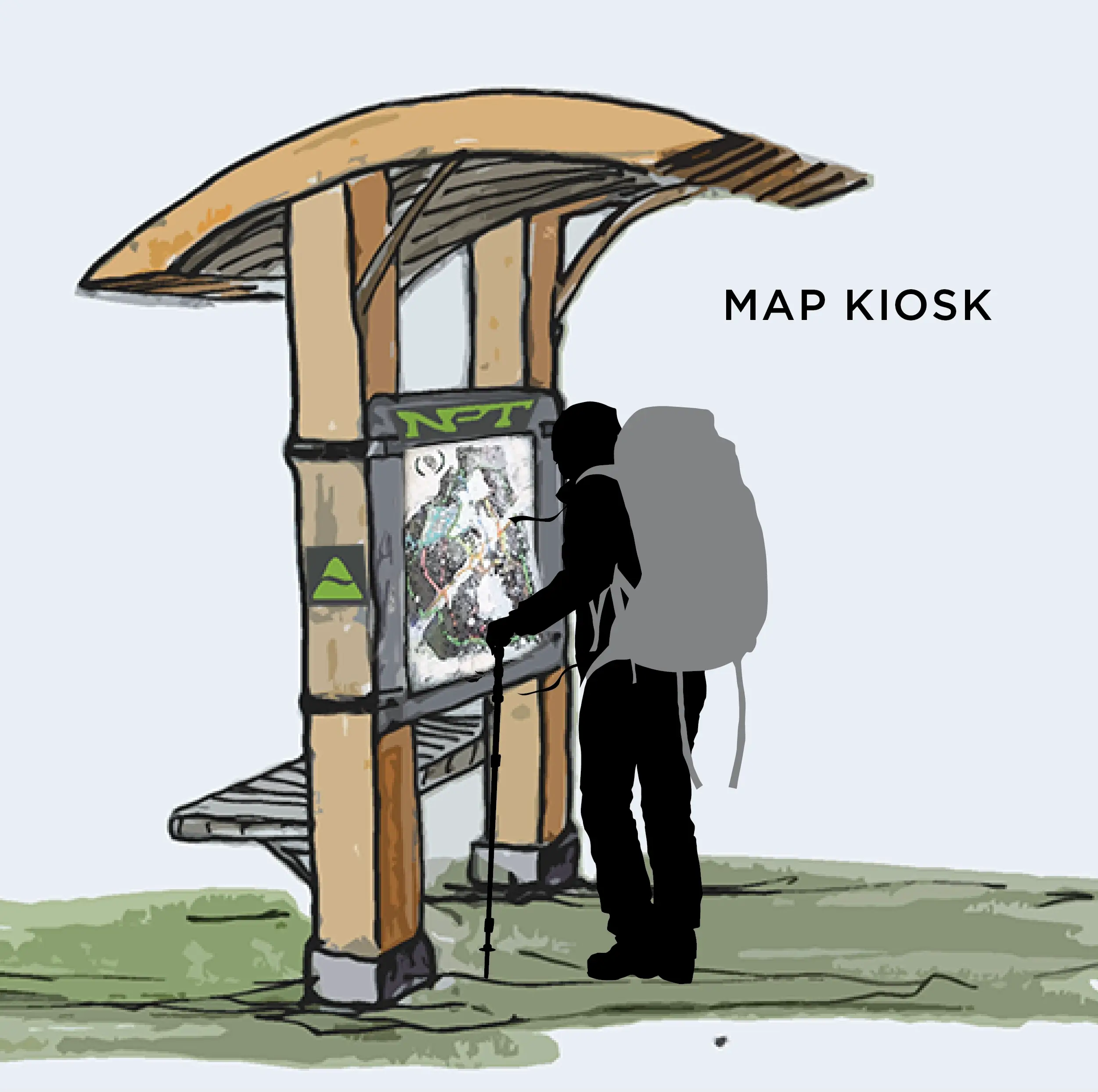 A map kiosk drawing.