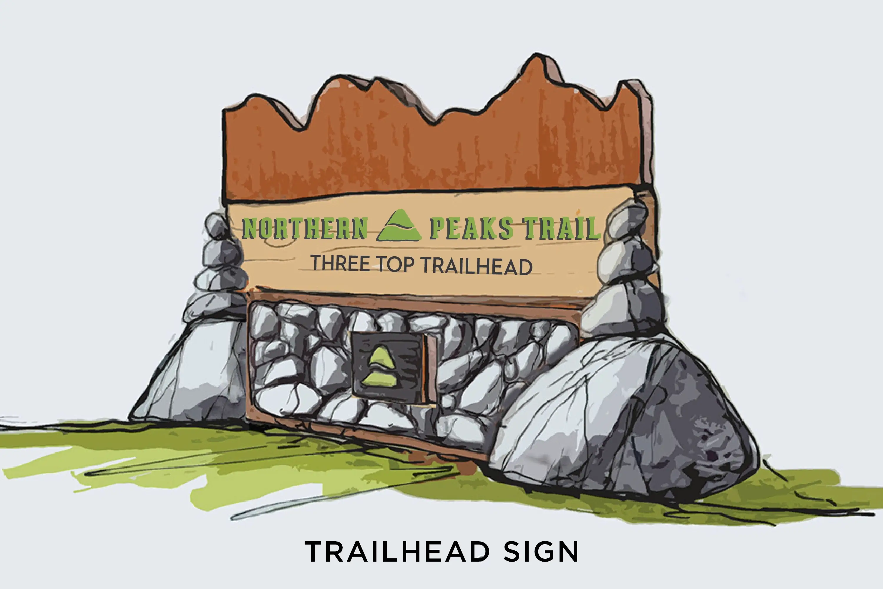 A trailhead sign drawing.