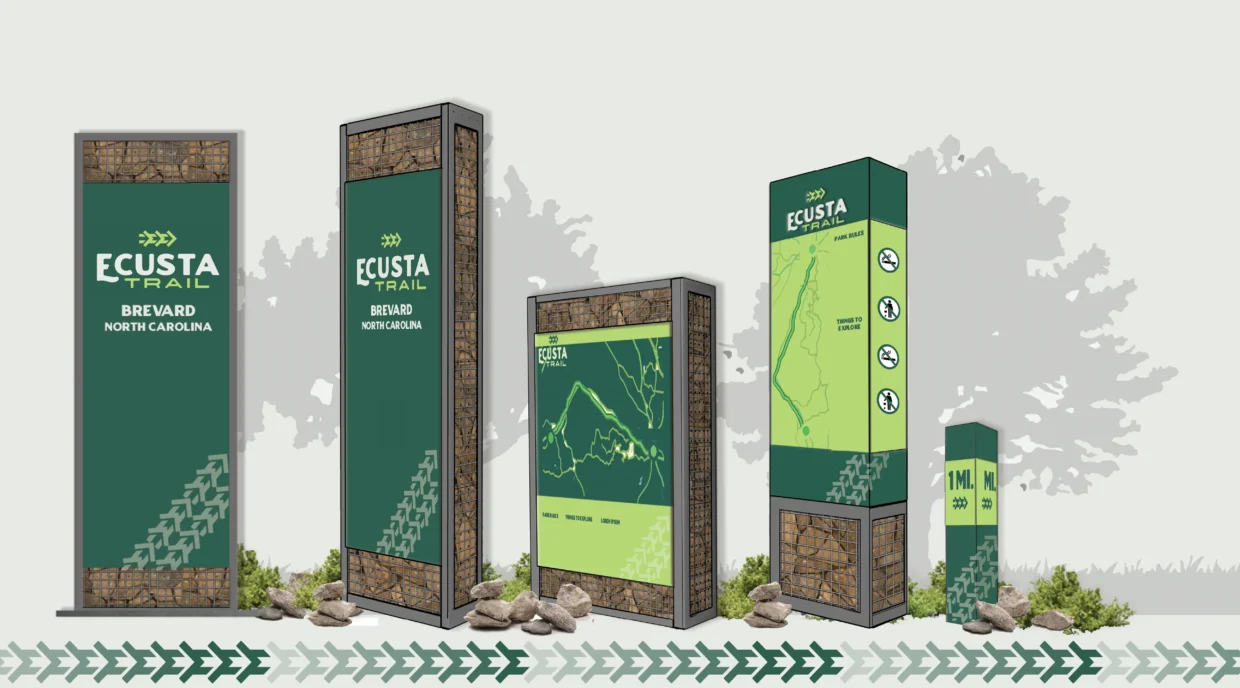 Conceptual signage designs for Ecusta Trail