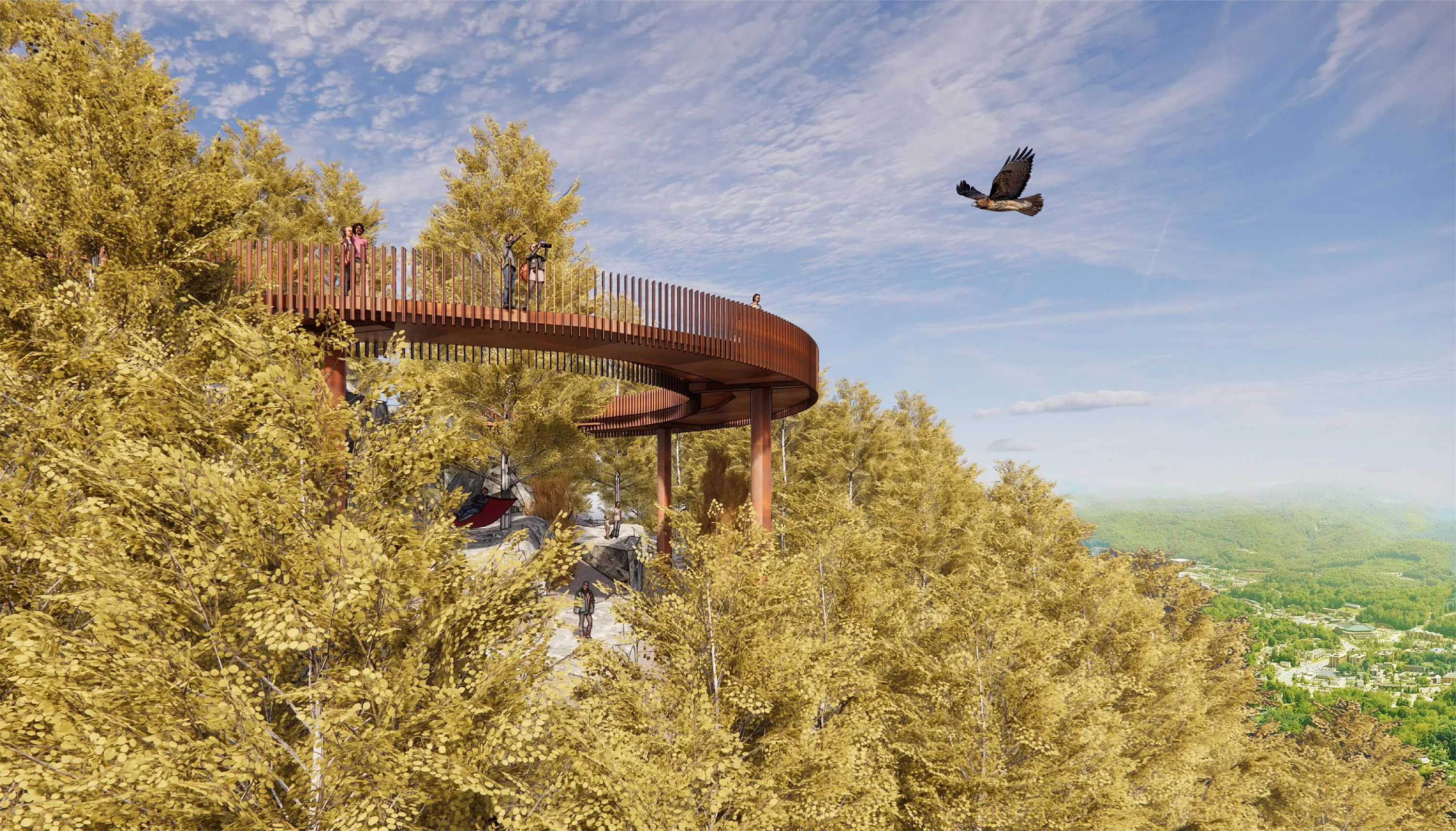 A render of Howard Knob Park in the summer