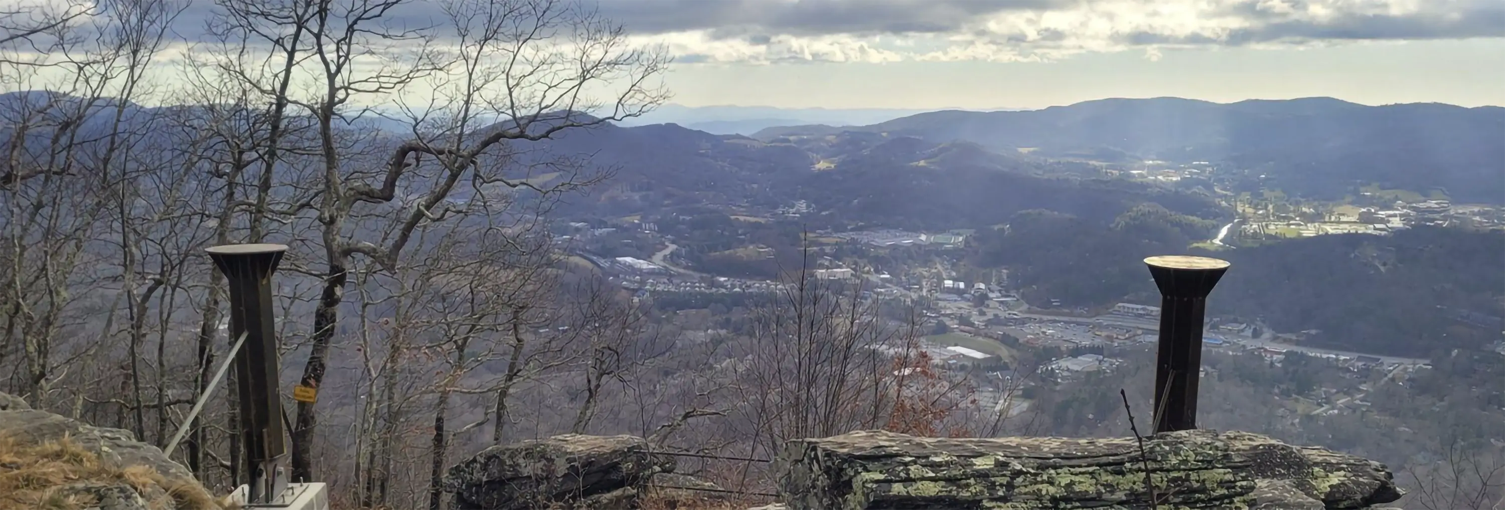 A wide shot of the foundation pillars for the Howard Knob overview