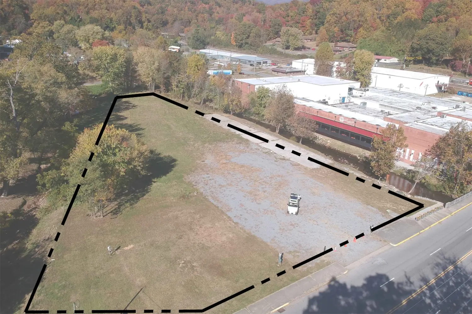 Mill Creek Park site with property lines.