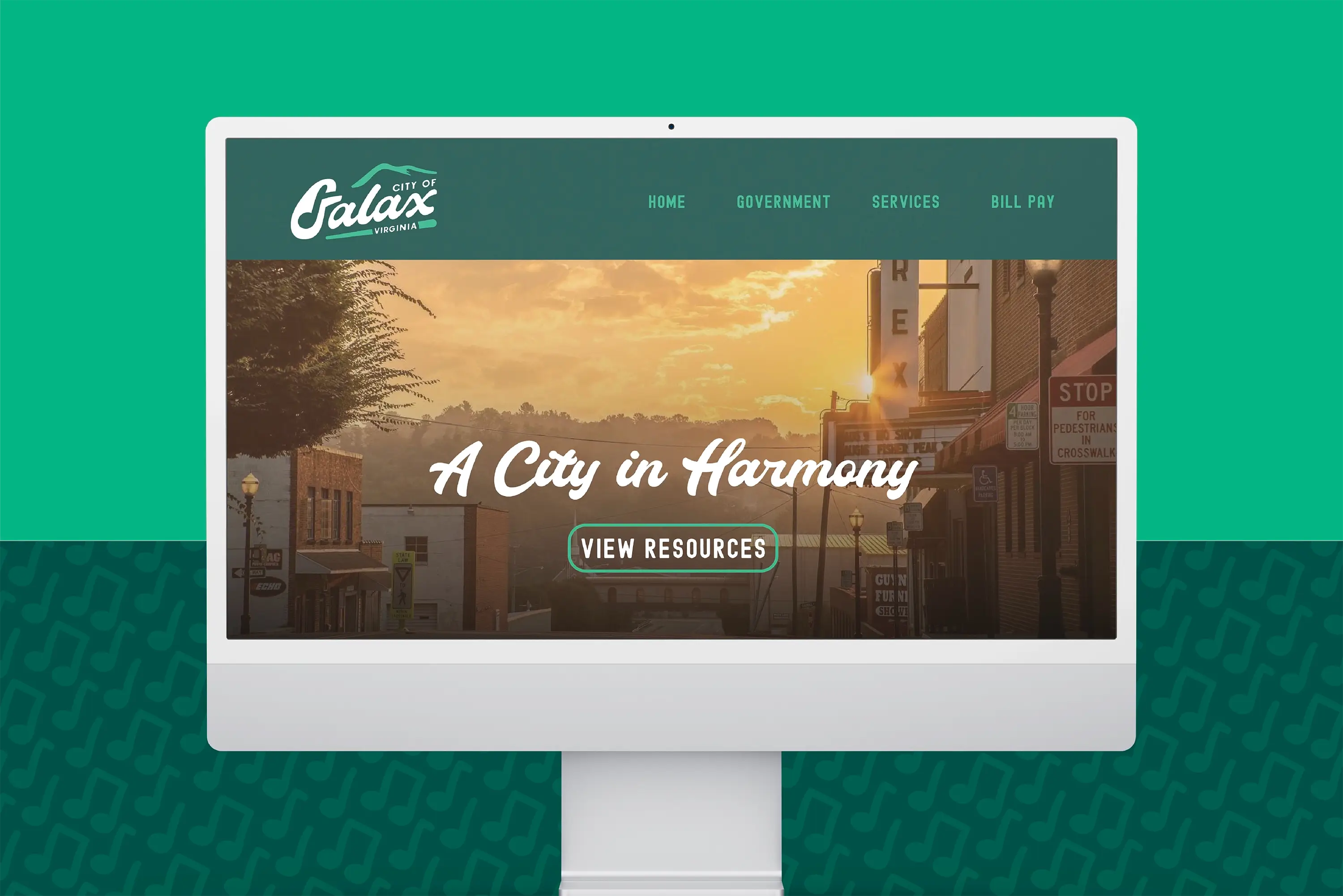 A website mockup on a desktop screen