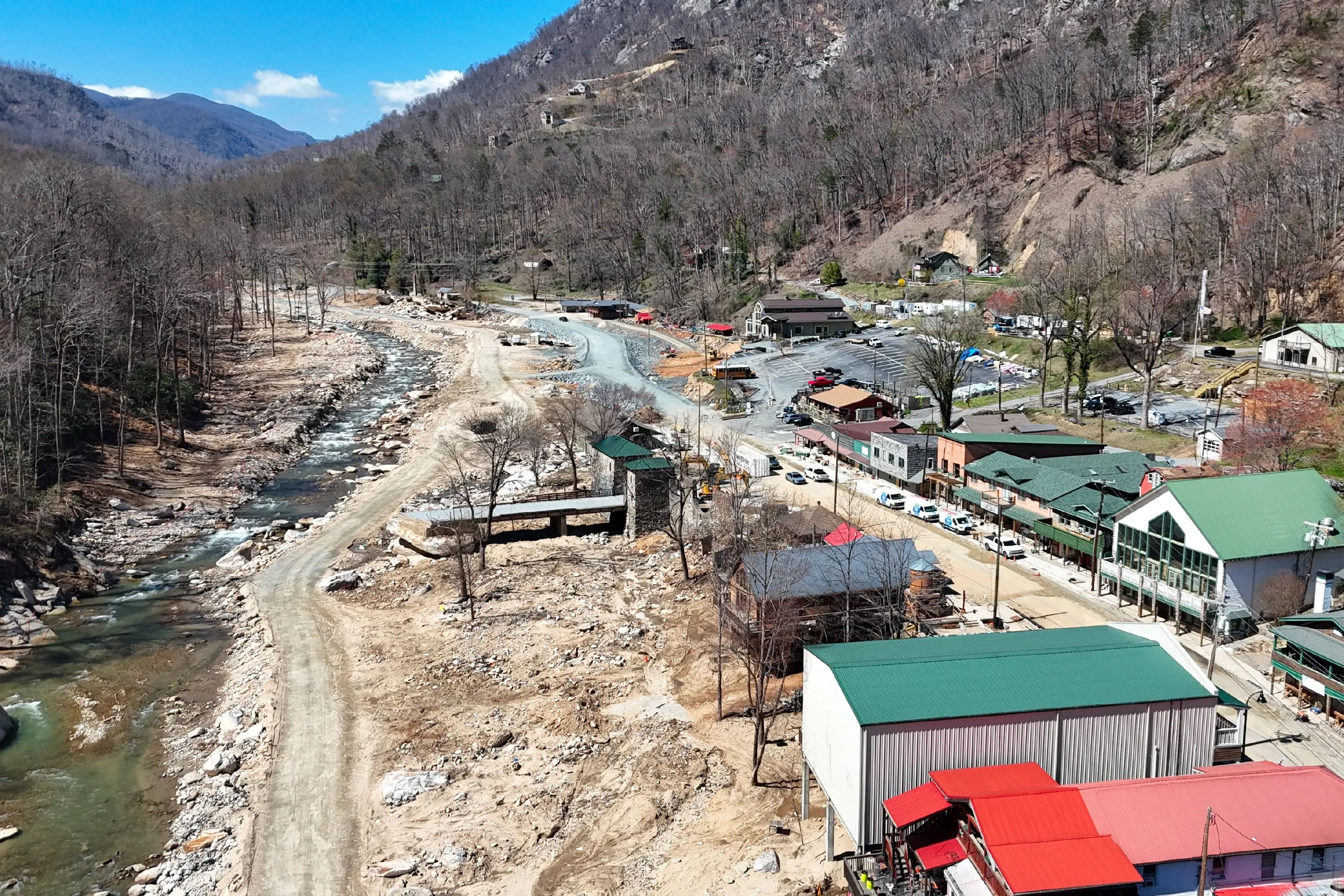 A photo of the damage done to Chimney Rock Village