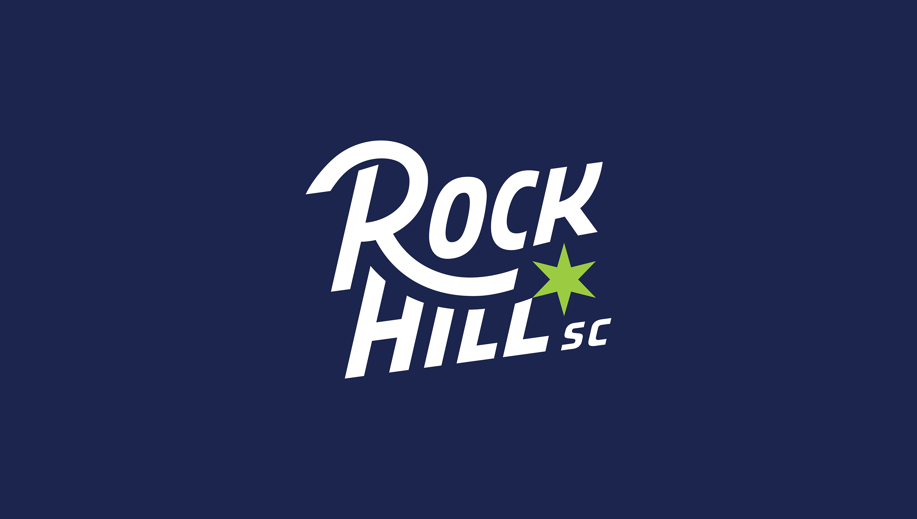 The Rock Hill logo on a solid blue background