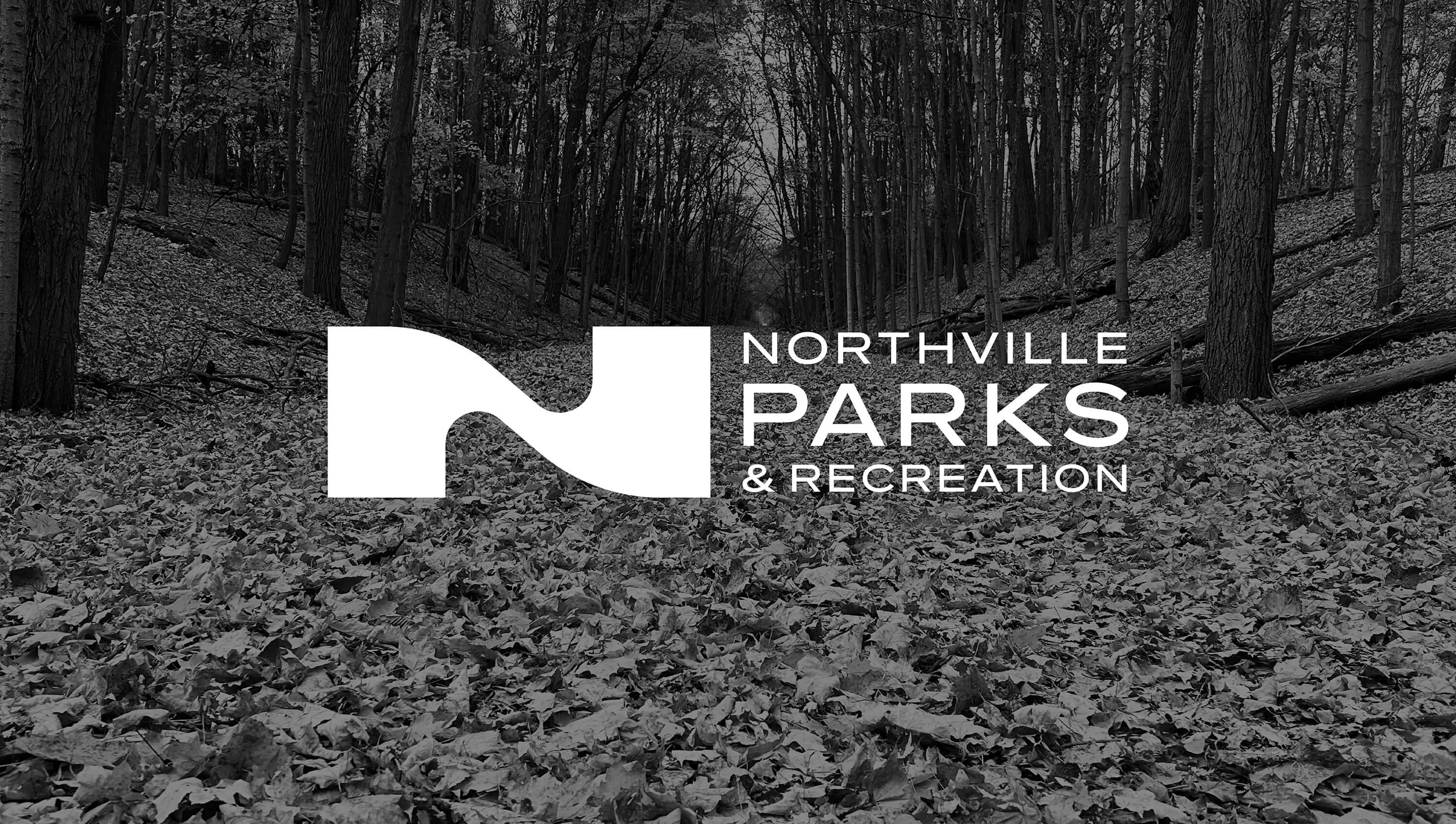 The Northville Parks and Recreation logo overlaid on a photo of a rotary clock