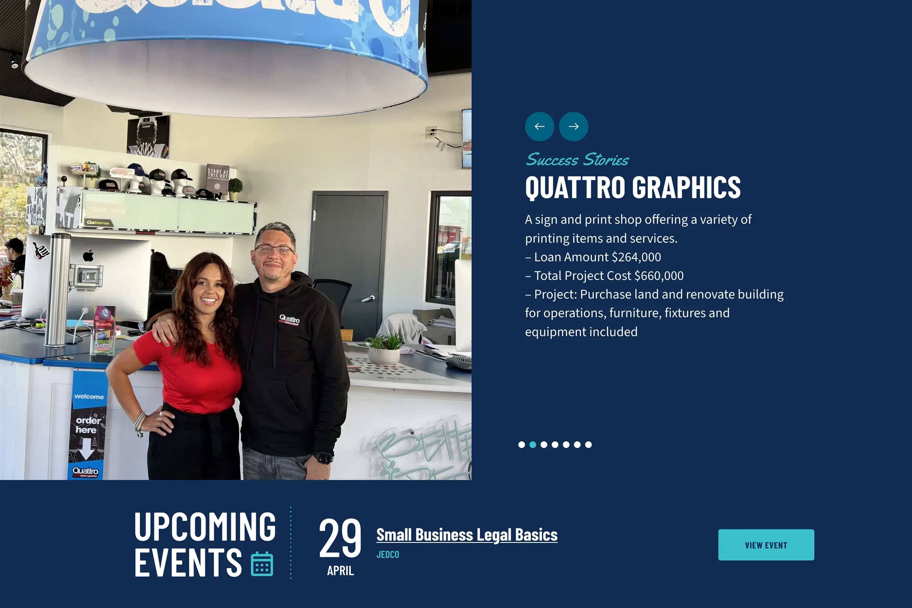 The SBA 504 page's case study on JEDCO EDC's website
