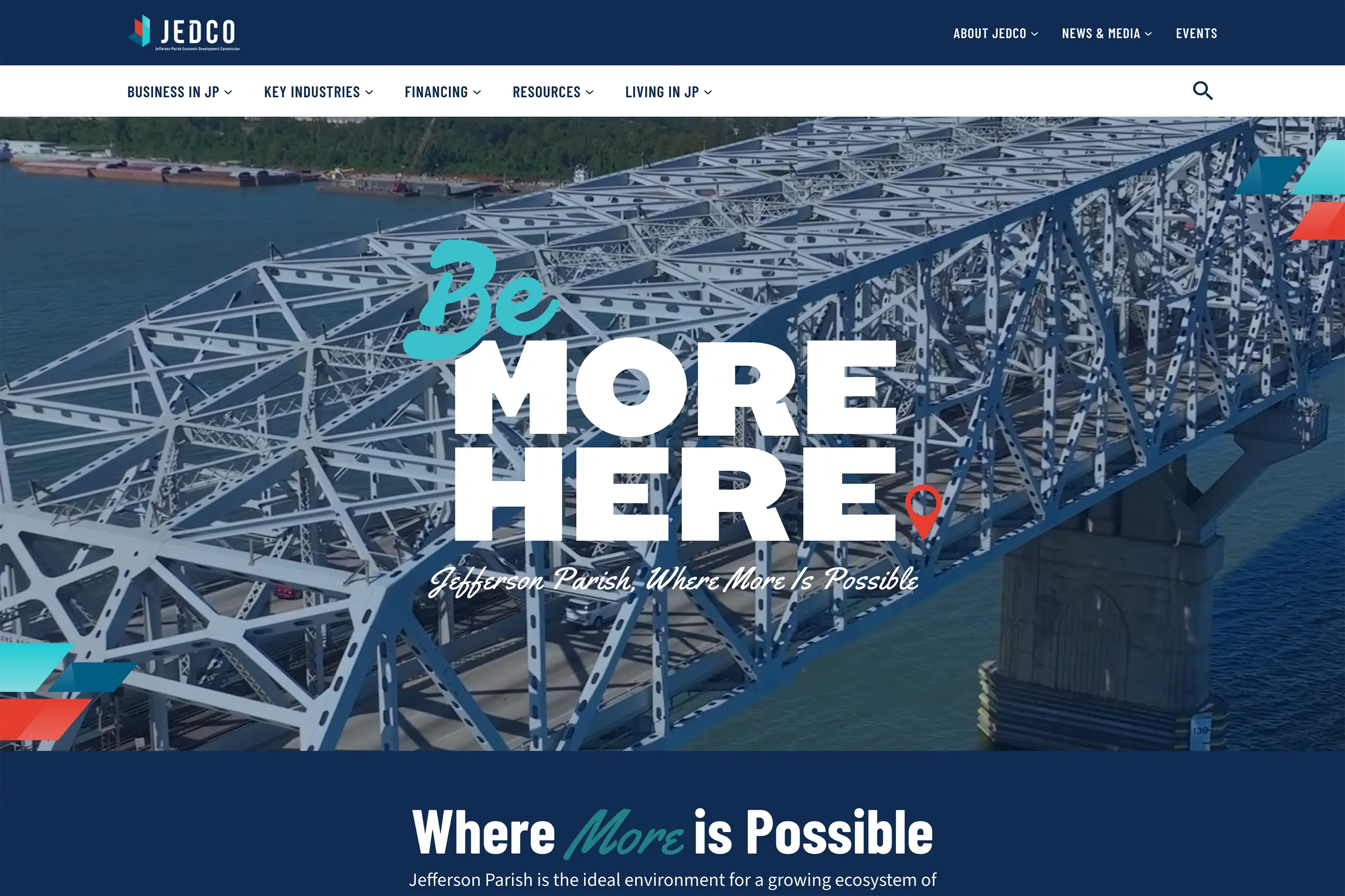 The hero section of the Home page on JEDCO EDC's website