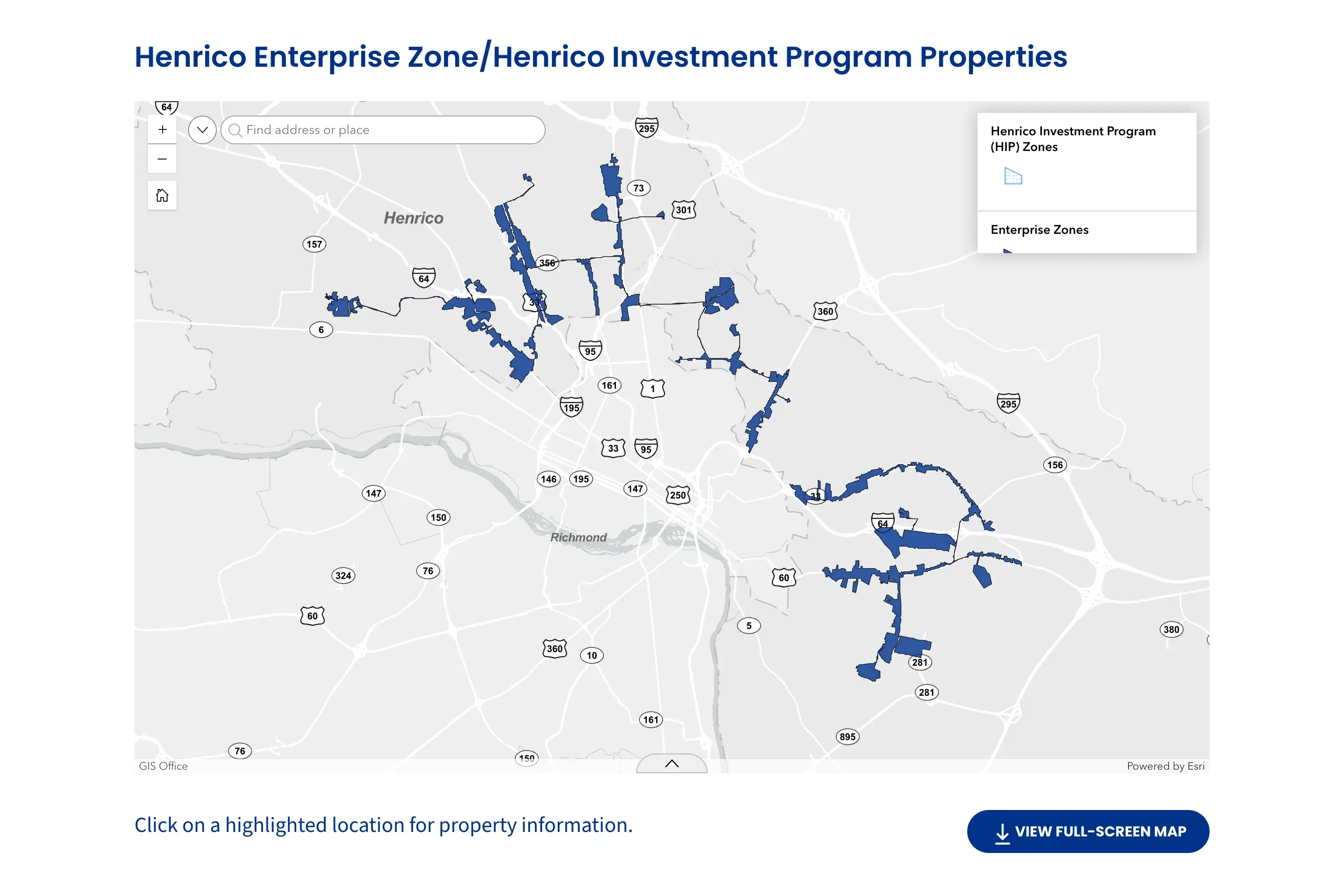 The Henrico investment program map
