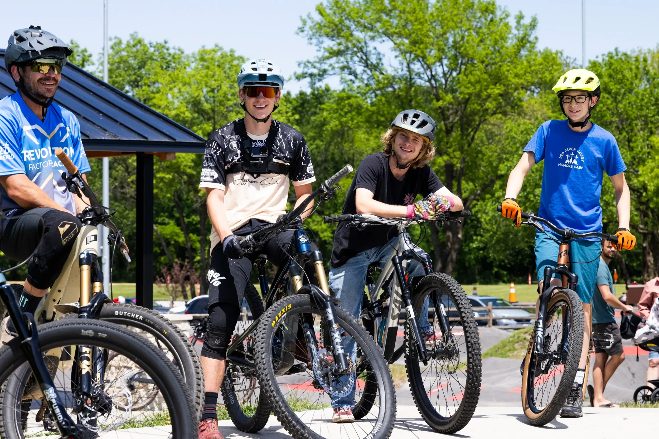 A group of guys on bikes