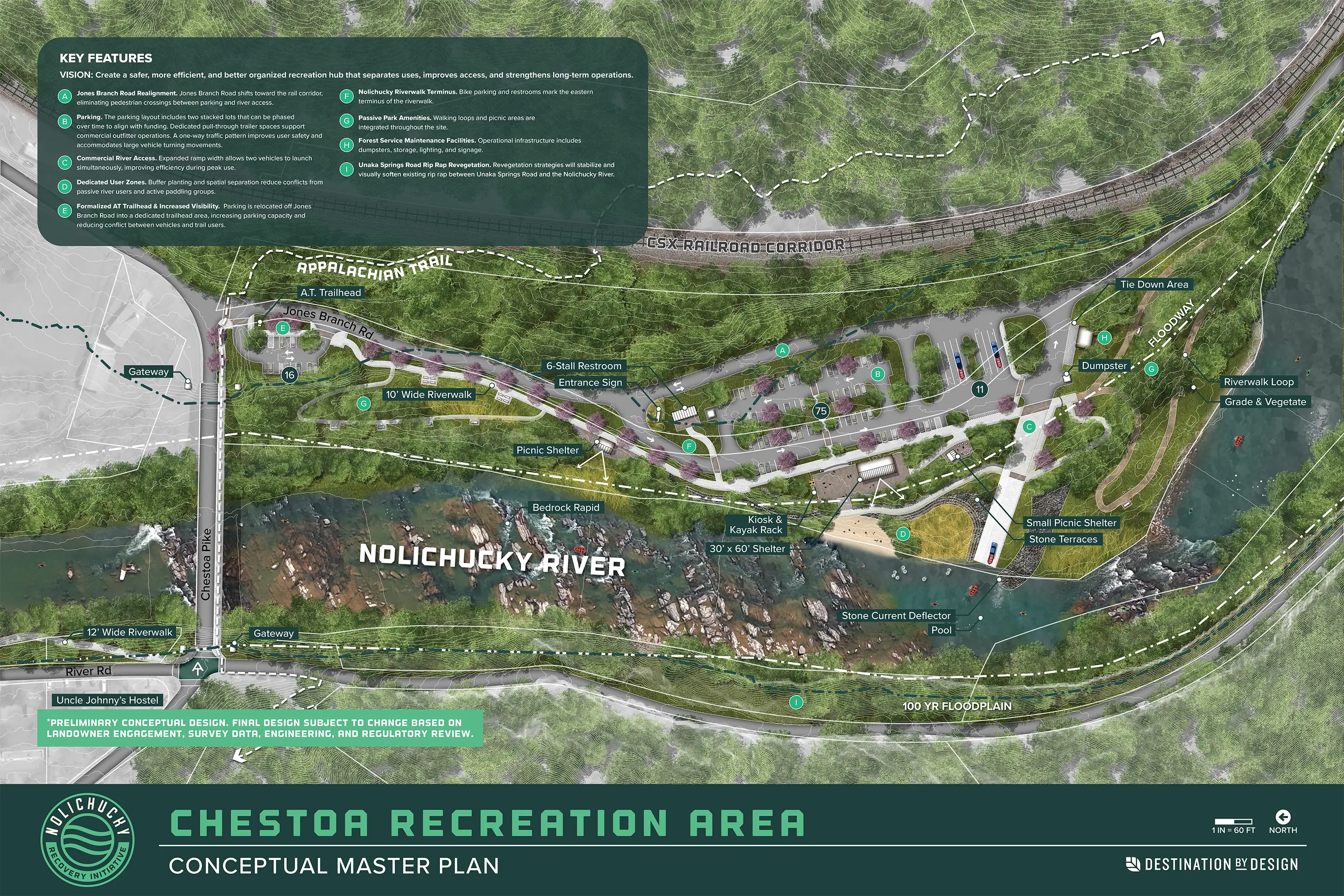 The conceptual master plan section of the Nolichucky Recovery Plan