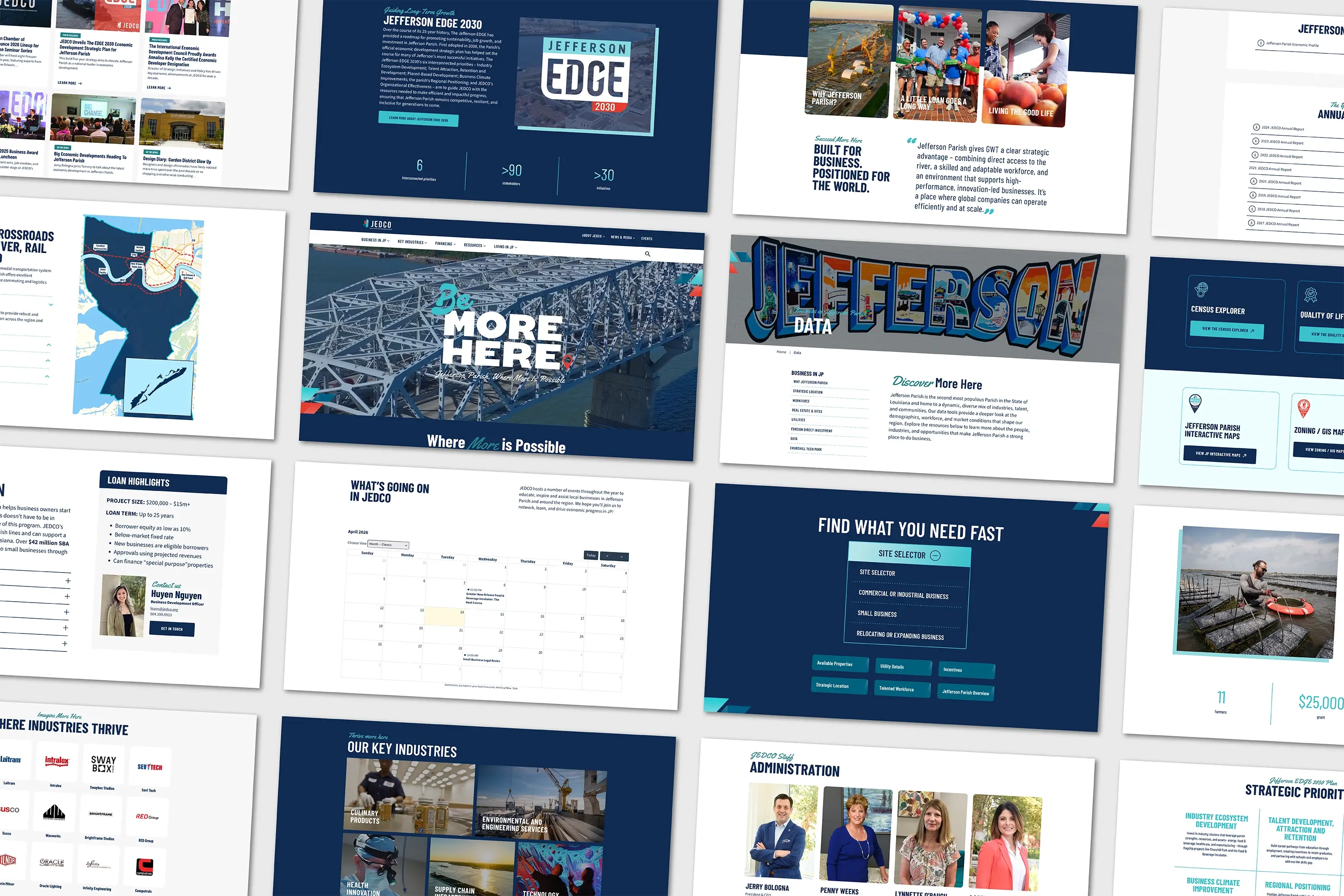 A grid of pages from JEDCO's website