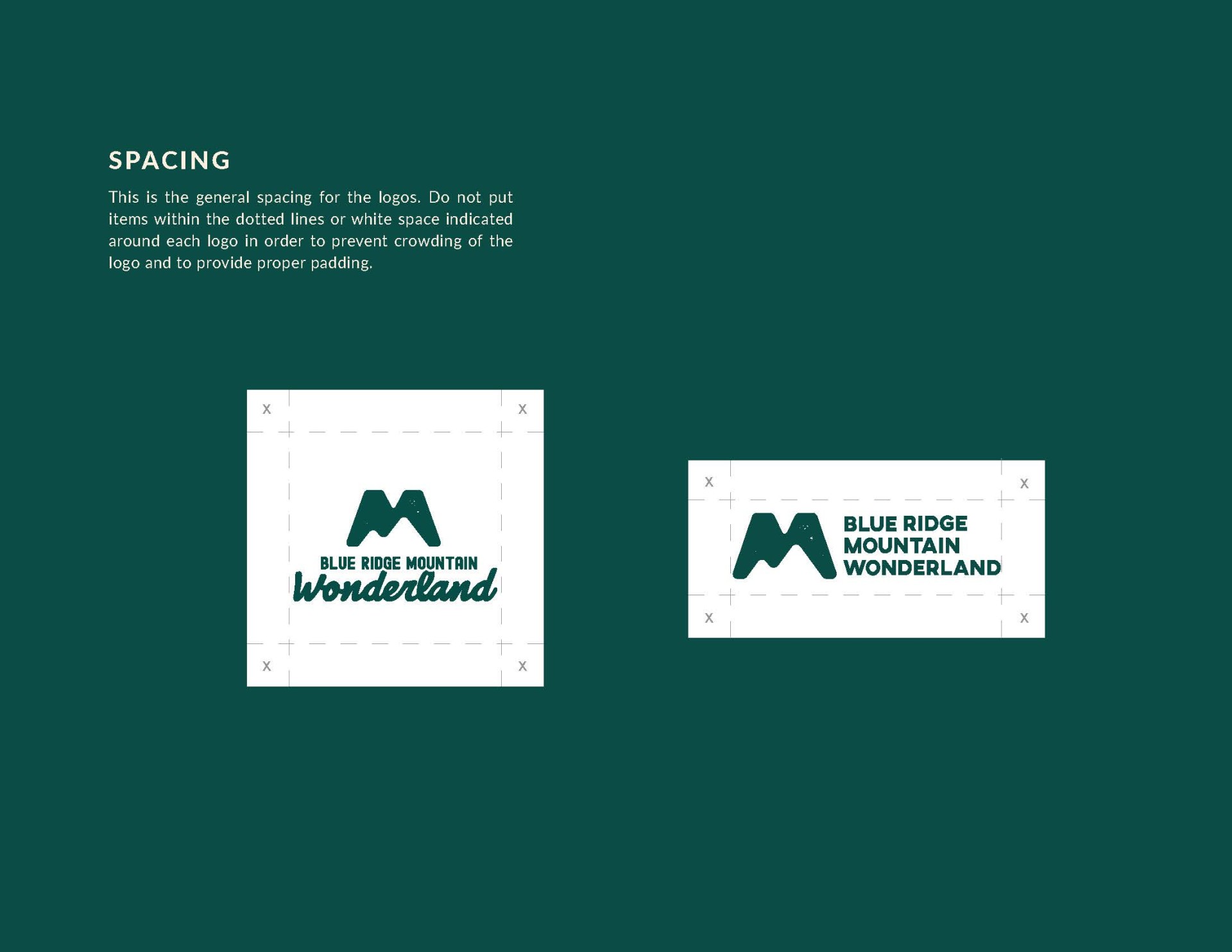 Mountain Wonderland brand spacing guidelines.