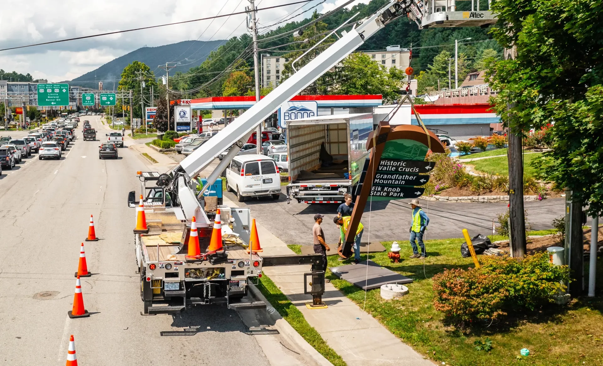 Watauga County Wayfinding sign installation.