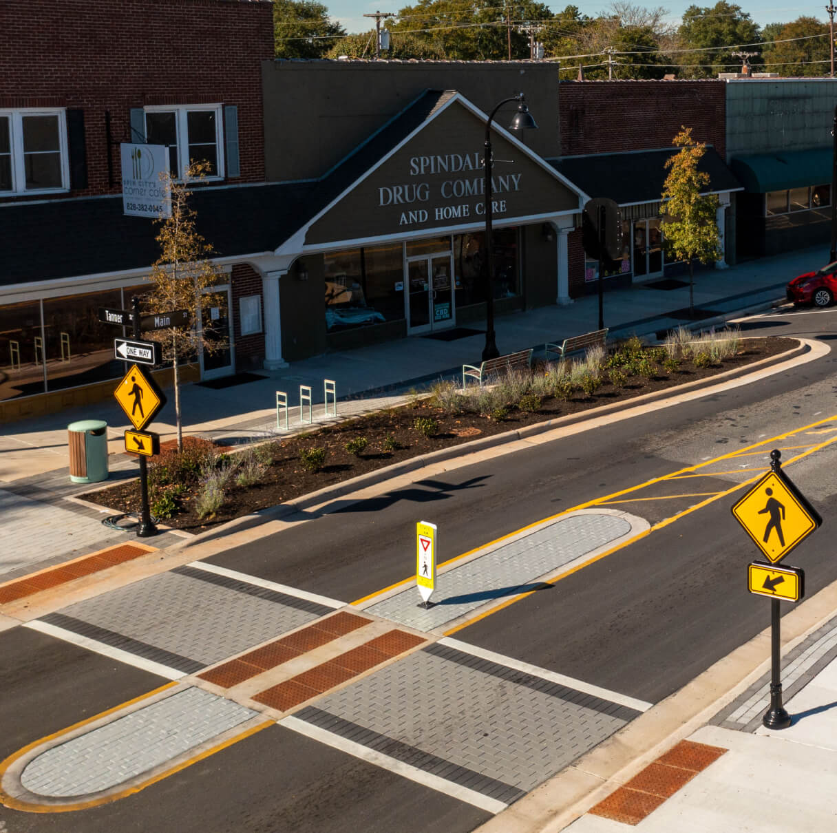 Spindale Streetscape crosswalk close.