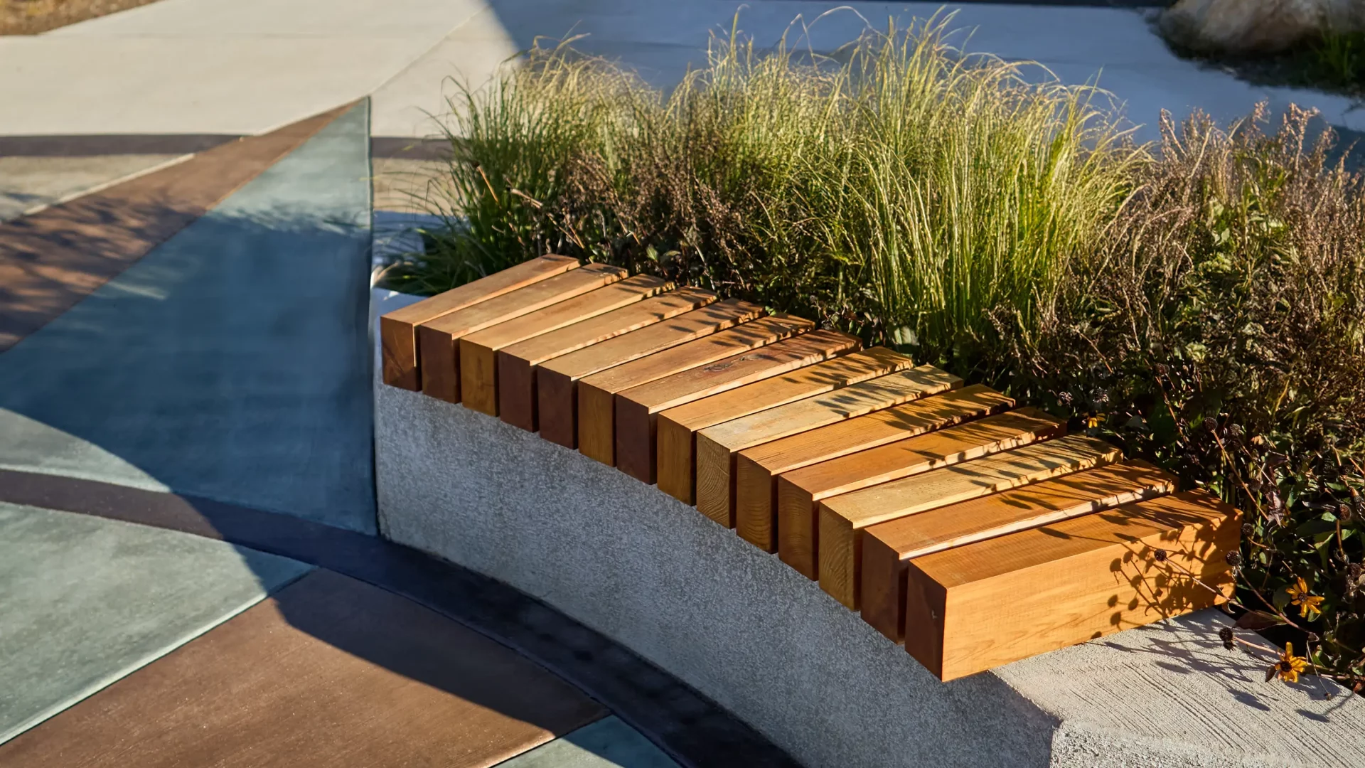 Damascus Streetscape plaza bench.