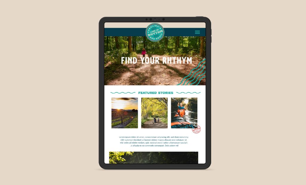 An iPad mockup of the proposed Cleveland County website