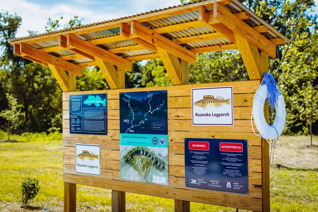 A kiosk at Madison River Park