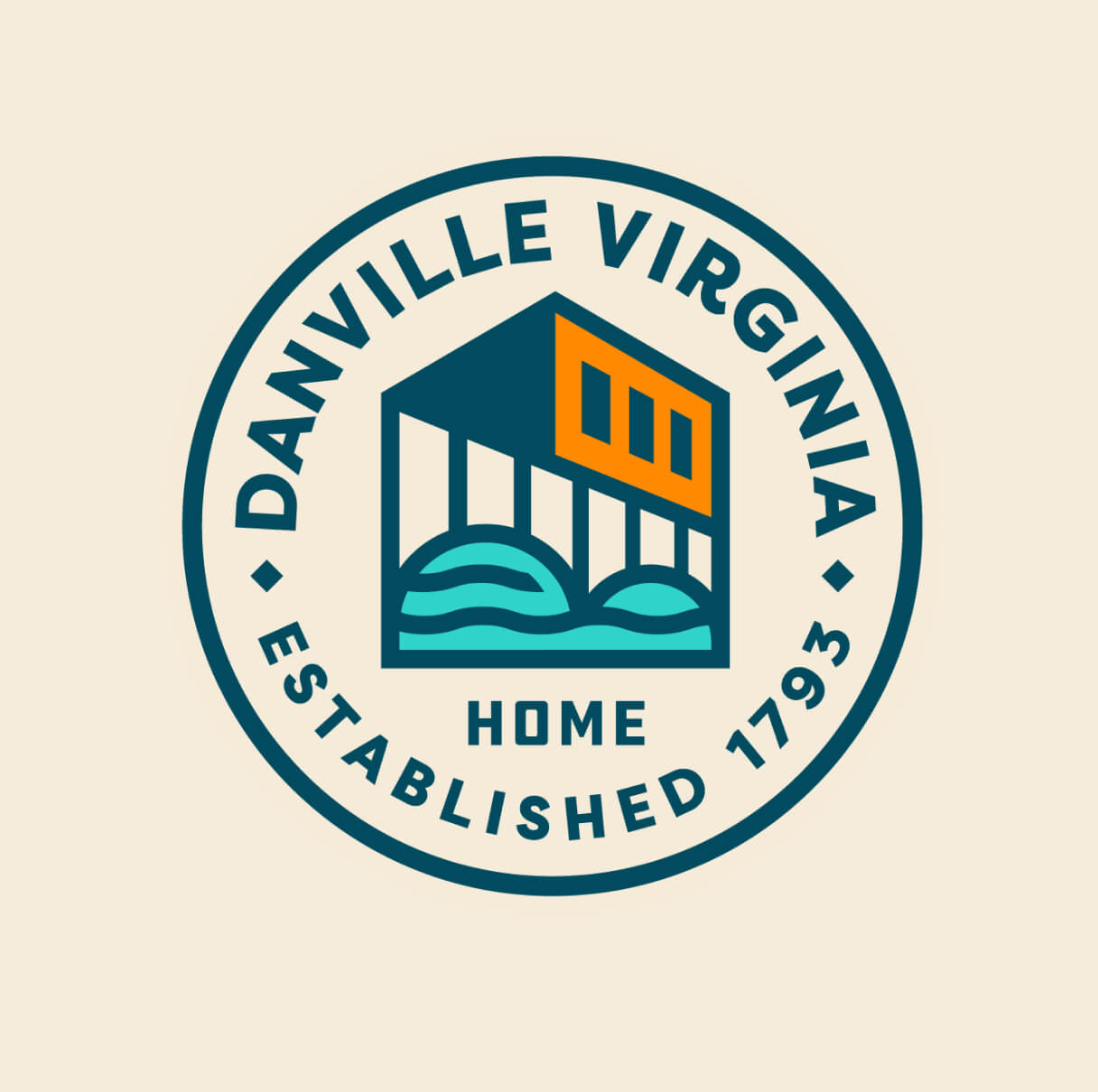 The badge lockup in the Danville, VA visual identity.