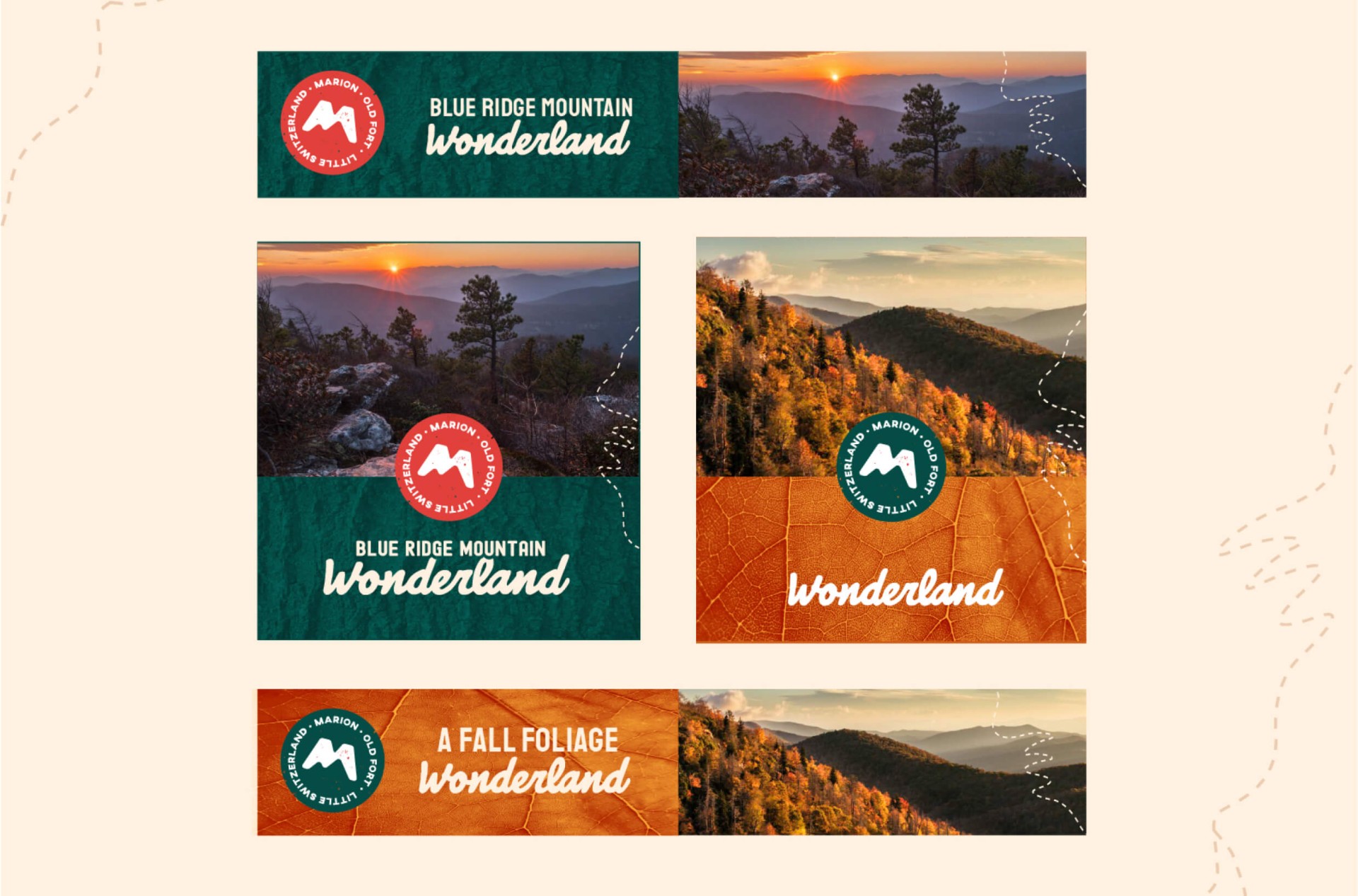 Mountain Wonderland ad designs.