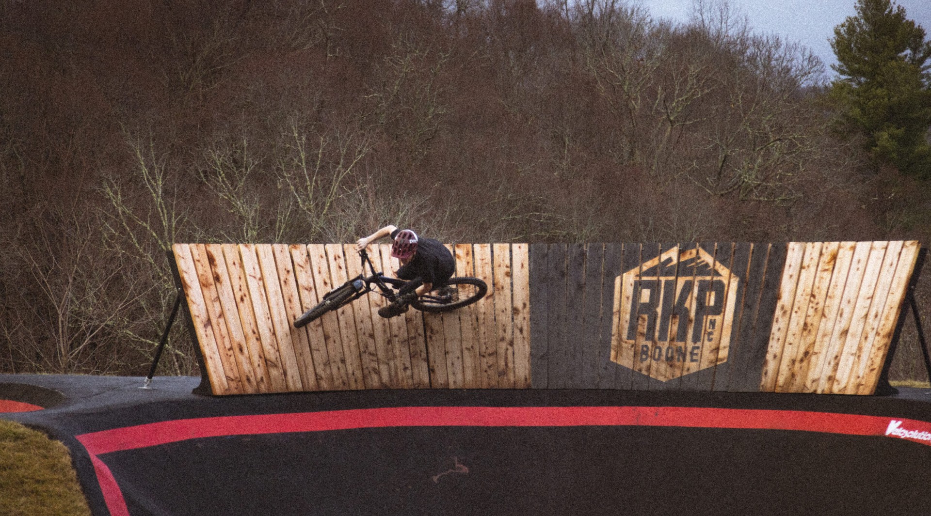 Rocky Knob Park pump track in use.