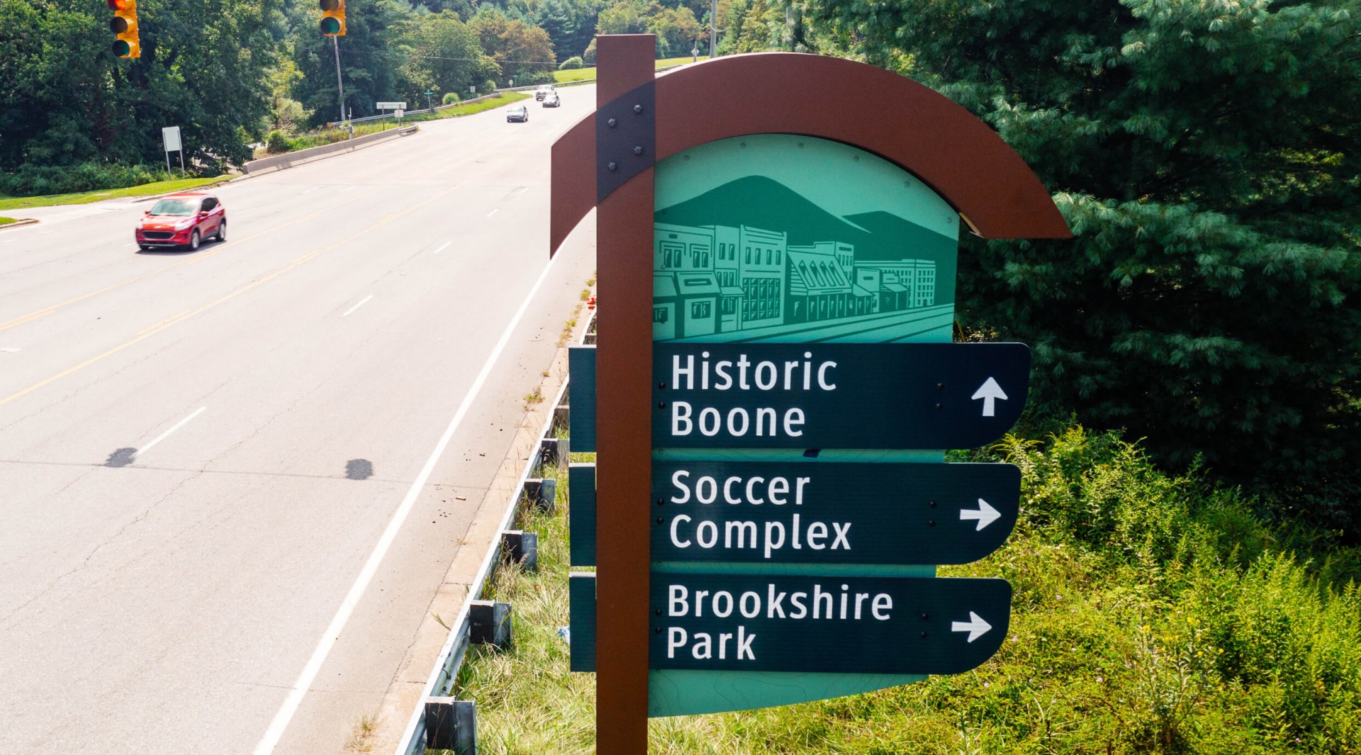 Watauga County Wayfinding sign road.