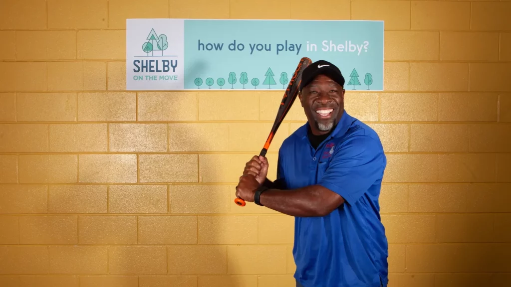 Shelby on the Move public engagement baseball.