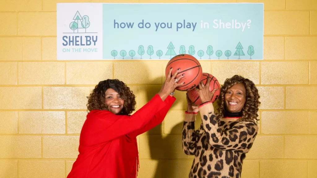 Shelby on the Move public engagement basketball.